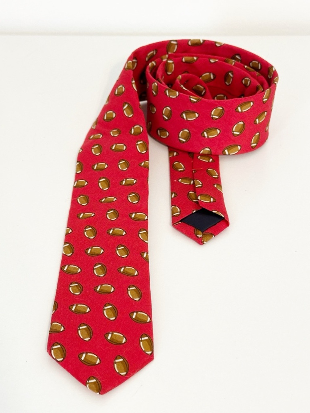 Crewcuts by J. Crew Boys Red Football Print Cotton Necktie - 42"